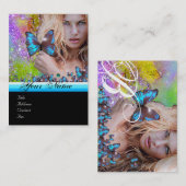 BLUE BUTTERFLES HAIR BEAUTY MAKEUP ARTIST monogram Visitekaartje (Voorkant / Achterkant)