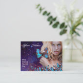 BLUE BUTTERFLES HAIR BEAUTY MAKEUP ARTIST monogram Visitekaartje (Staand voorkant)