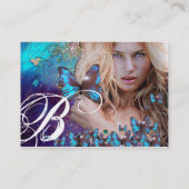 BLUE BUTTERFLES HAIR BEAUTY MAKEUP ARTIST monogram Visitekaartje (Achterkant)