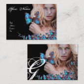 BLUE BUTTERFLES HAIR BEAUTY MAKEUP ARTIST monogram Visitekaartje (Voorkant / Achterkant)