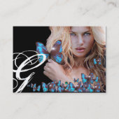 BLUE BUTTERFLES HAIR BEAUTY MAKEUP ARTIST monogram Visitekaartje (Achterkant)