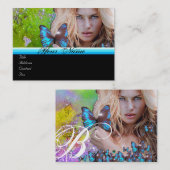 BLUE BUTTERFLES HAIR BEAUTY MAKEUP ARTIST monogram Visitekaartje (Voorkant / Achterkant)