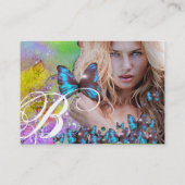 BLUE BUTTERFLES HAIR BEAUTY MAKEUP ARTIST monogram Visitekaartje (Achterkant)