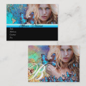 BLUE BUTTERFLES HAIR BEAUTY MAKEUP ARTIST monogram Visitekaartje (Voorkant / Achterkant)
