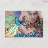 BLUE BUTTERFLES HAIR BEAUTY MAKEUP ARTIST monogram Visitekaartje (Achterkant)