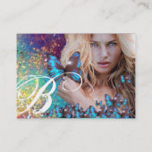 BLUE BUTTERFLES HAIR BEAUTY MAKEUP ARTIST monogram Visitekaartje (Achterkant)