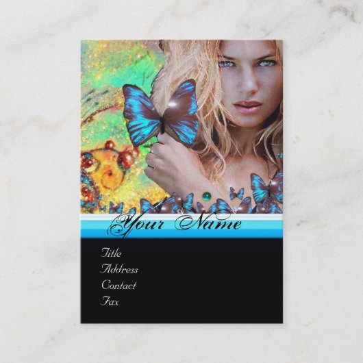 BLUE BUTTERFLES HAIR BEAUTY MAKEUP ARTIST monogram Visitekaartje (Voorkant)