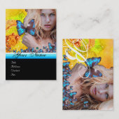 BLUE BUTTERFLES HAIR BEAUTY MAKEUP ARTIST monogram Visitekaartje (Voorkant / Achterkant)