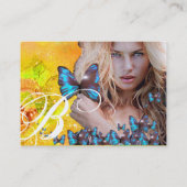 BLUE BUTTERFLES HAIR BEAUTY MAKEUP ARTIST monogram Visitekaartje (Achterkant)