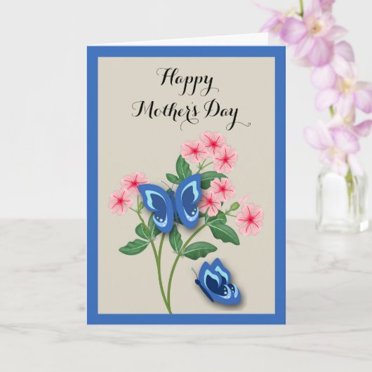 Blue Butterflies among Flowers Mother's Day Kaart (Orchidee)
