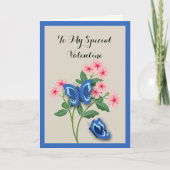 Blue Butterflies among Flowers Valentine Kaart (Voorkant)