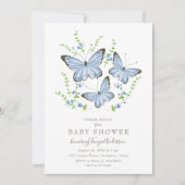 Blue Butterflies Baby shower Kaart (Voorkant)