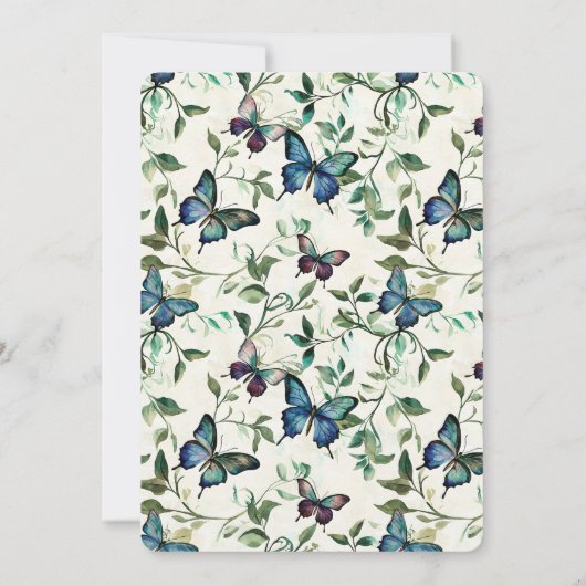 Blue Butterflies Baby shower Kaart (Achterkant)