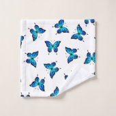 Blue Butterflies Badkamer Handdoek Set (Wasdoekje)