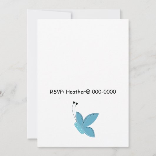 Blue Butterflies Birthday Uitnodiging (Achterkant)