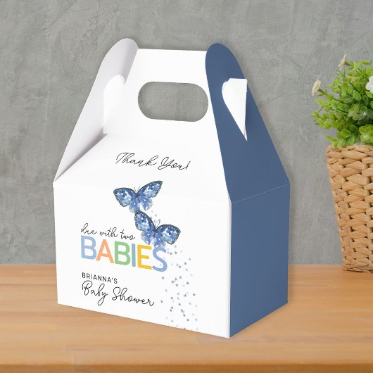 Blue Butterflies Boy Twins Baby shower Dank u Bedankdoosjes