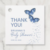Blue Butterflies Boy Twins Baby shower Dank u Bedankjes Labels (Voorkant)