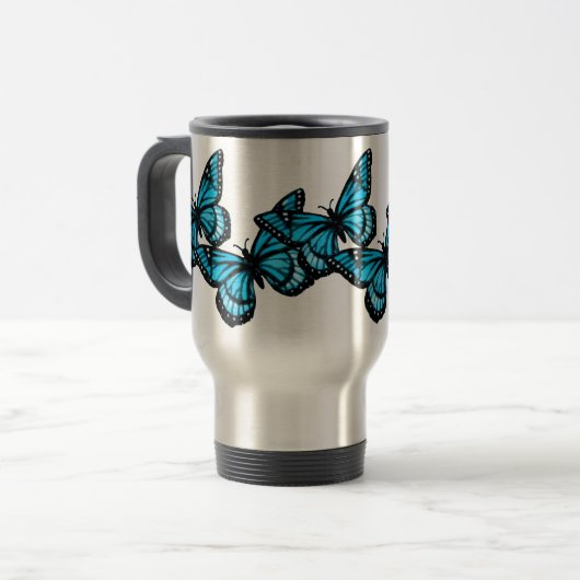 Blue Butterflies Coffee Mok (Voorkant links)