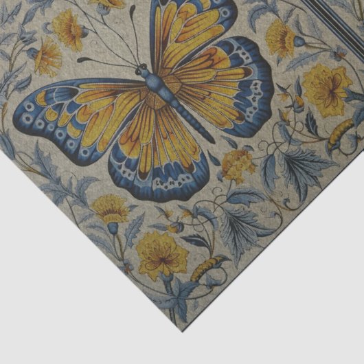 Blue Butterflies Decoupage Tissue Paper Tissuepapier (Detail)