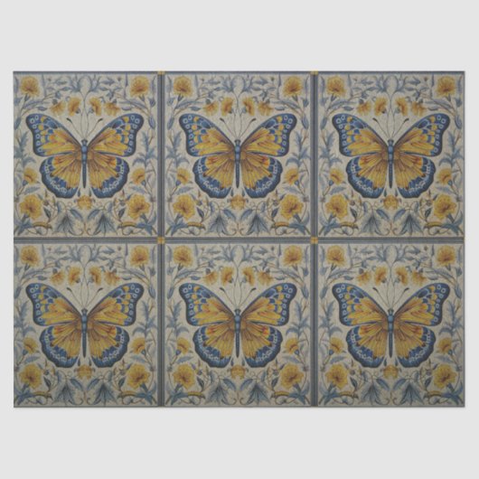  Blue Butterflies Decoupage Tissue Paper Tissuepapier (Voorkant)