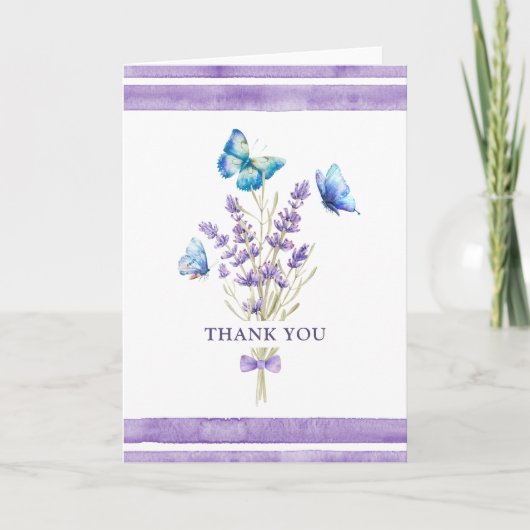 Blue Butterflies en Lavender Hartelijk dank Bedankkaart (Voorkant)