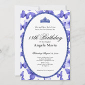 Blue Butterflies Glam 18th Birthday Debut Kaart (Voorkant)