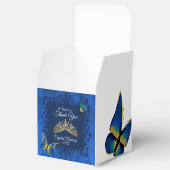 Blue Butterflies, Gold Tiara Quinceanera Favor Box Bedankdoosjes (Geopend)