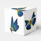 Blue Butterflies, Gold Tiara Quinceanera Favor Box Bedankdoosjes (Achterkant)