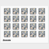 Blue Butterflies On White Roses and Daisies Vierkante Sticker (Vel)