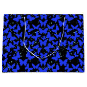 Blue Butterflies Pattern C01.b Black BG Groot Cadeauzakje (Voorkant)