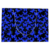 Blue Butterflies Pattern C01.b Black BG Groot Cadeauzakje (Achterkant)