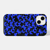 Blue Butterflies Pattern C01.b Black BG iPhone Hoesje (Achterkant horizontaal)
