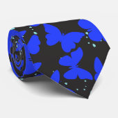 Blue Butterflies Pattern C01.b DGrey BG Stropdas (Opgerold)
