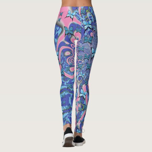Blue Butterflies Psychedelic Dream Leggings (Achterkant)