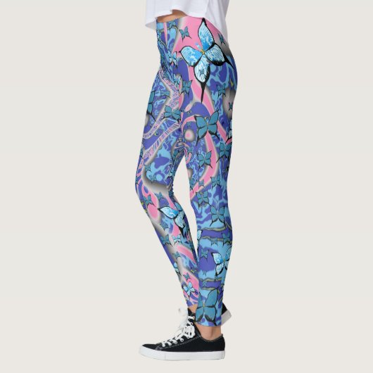 Blue Butterflies Psychedelic Dream Leggings (Links)