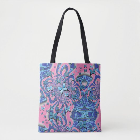 Blue Butterflies Psychedelic Dream Tote Bag (Voorkant)