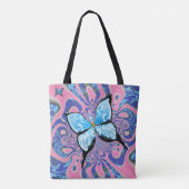 Blue Butterflies Psychedelic Dream Tote Bag (Achterkant)
