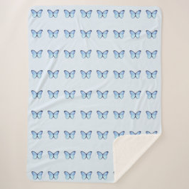 Blue Butterflies Sherpa Blanket Deken