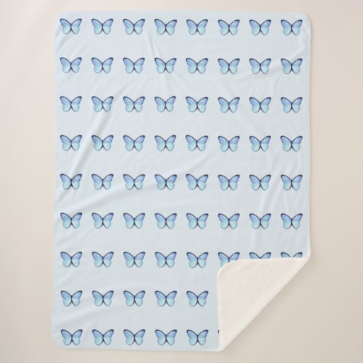 Blue Butterflies Sherpa Blanket Deken (Voorkant)