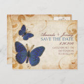 Blue Butterflies sparen de datum Aankondigingskaart (Voorkant / Achterkant)