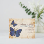 Blue Butterflies sparen de datum Aankondigingskaart (Staand voorkant)