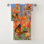 Blue Butterflies & Tulips Bath Towel Set Bad Handdoek (Insitu)
