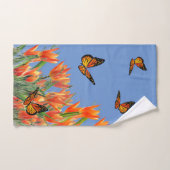 Blue Butterflies & Tulips Bath Towel Set Bad Handdoek (Handdoek)