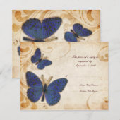 Blue Butterflies Vintage Wedding RSVP (Voorkant / Achterkant)