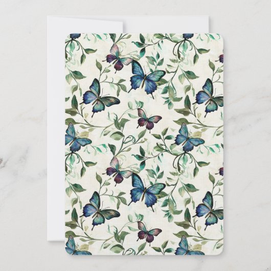 Blue Butterflies Vrijgezellenfeest Kaart (Achterkant)