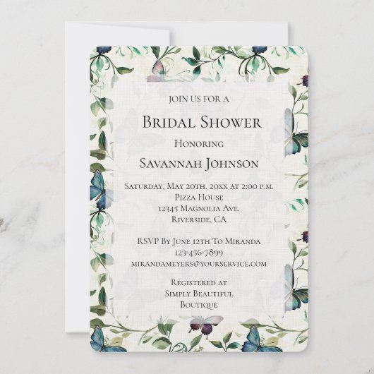  Blue Butterflies Vrijgezellenfeest Kaart (Voorkant)