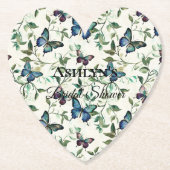  Blue Butterflies Vrijgezellenfeest Kartonnen Onderzetters (Voorkant)