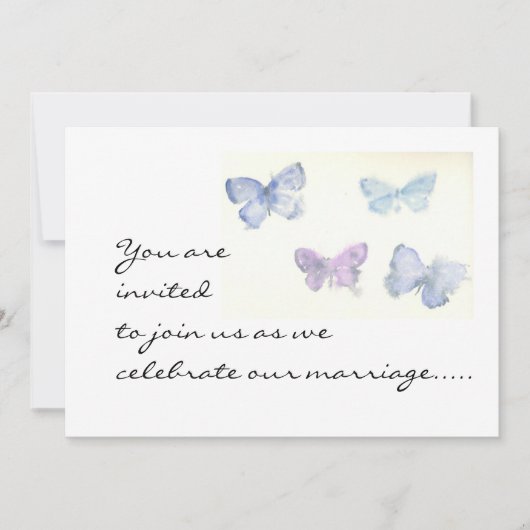 Blue Butterflies Wedding Uitnodiging (Voorkant)