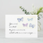 Blue Butterflies Wedding Uitnodiging (Staand voorkant)