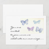 Blue Butterflies Wedding Uitnodiging (Voorkant / Achterkant)